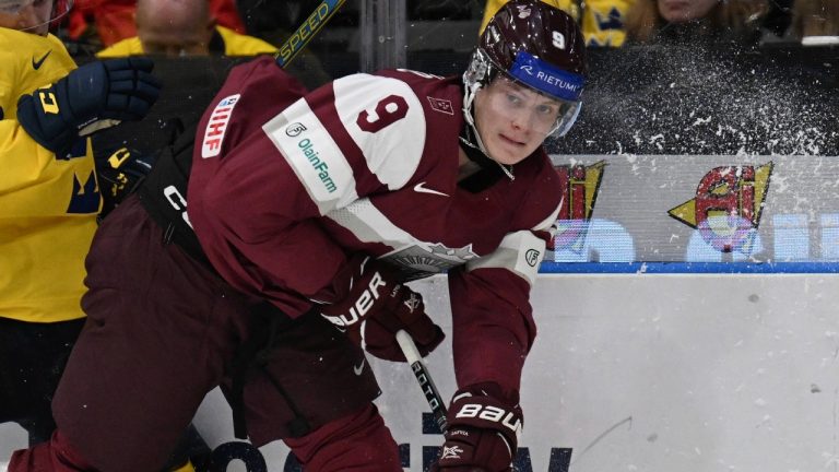 Latvia's Ēriks Mateiko is a prospect for the 2024 NHL Draft.