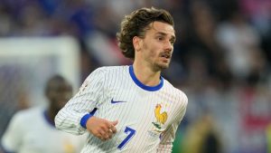 Antoine Griezmann of France in action during a Group D match between Austria and France at the Euro 2024 soccer tournament in Duesseldorf, Germany, Monday, June 17, 2024. (AP/Andreea Alexandru)