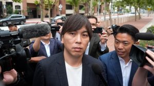 Ippei Mizuhara, the former interpreter for the Los Angeles Dodgers baseball star Shohei Ohtani, arrives at federal court in Los Angeles, Tuesday, June 4, 2024. (AP)