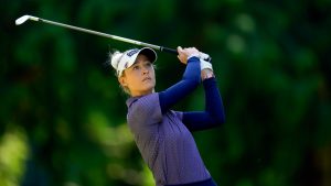 Nelly Korda hits off the ninth tee during the first round of the Women's PGA Championship golf tournament at Sahalee Country Club, Thursday, June 20, 2024, in Sammamish, Wash. (Lindsey Wasson/AP)