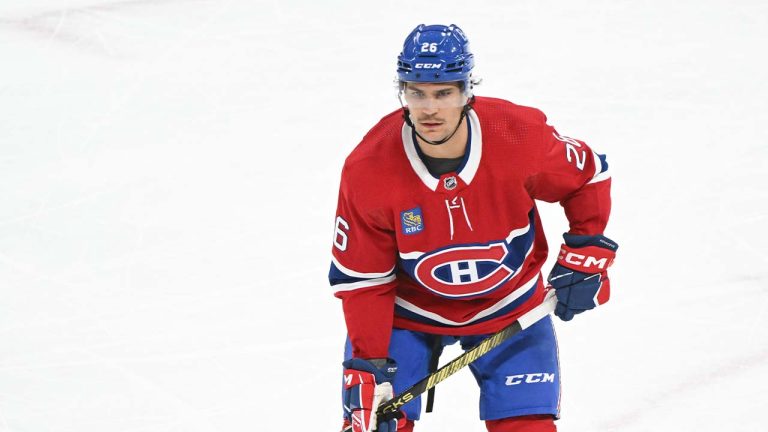 Montreal Canadiens' Johnathan Kovacevic during an NHL hockey game against the Washington Capitals in Montreal, Saturday, February 17, 2024. (Graham Hughes/CP)