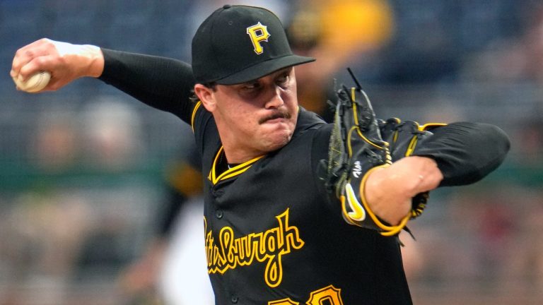 Pittsburgh Pirates starting pitcher Paul Skenes delivers during the second inning of a baseball game against the Cincinnati Reds in Pittsburgh, Monday, June 17, 2024. (AP Photo/Gene J. Puskar)