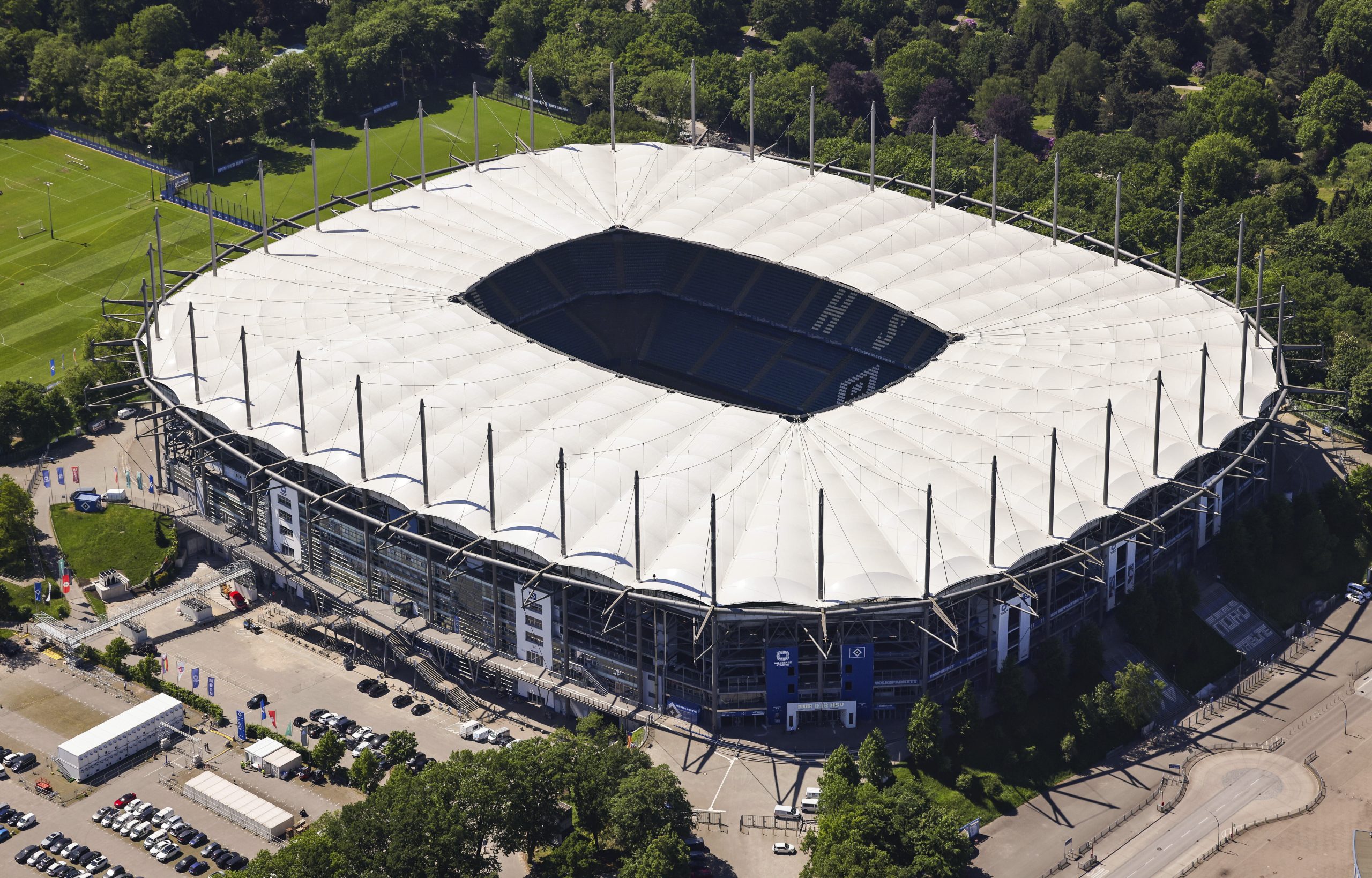 A view of the Volksparkstadion (Volkspark stadium) in Hamburg, Germany. (Christian Charisius/dpa via AP)