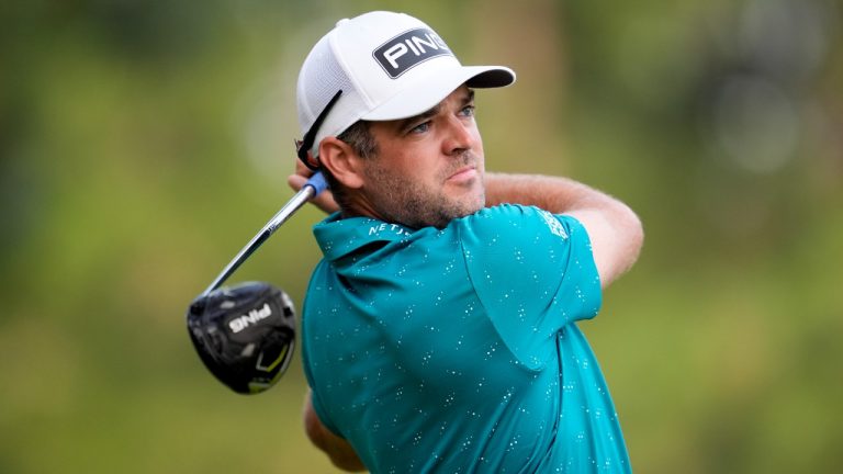 Corey Conners, of Canada, watches his tee shot on the second hole during the first round of the U.S. Open golf tournament Thursday, June 13, 2024, in Pinehurst, N.C. (George Walker IV/AP)