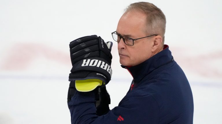 Florida Panthers head coach Paul Maurice watches players during a practice before Media Day for the Stanley Cup Finals, Friday, June 7, 2024, in Sunrise, Fla. The Panthers take on the Edmonton Oilers in Game 1 on Saturday in Sunrise. (Wilfredo Lee/AP)