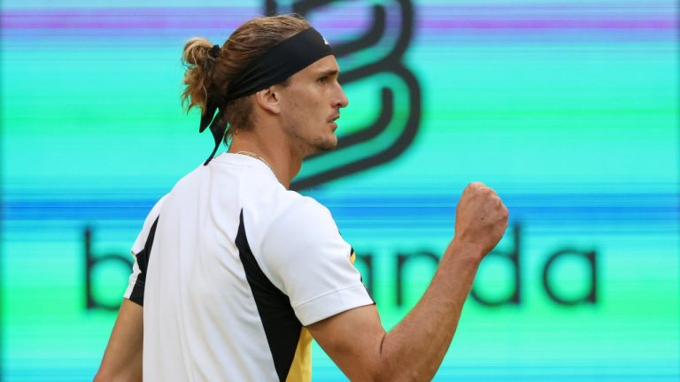 Zverev had to battle back to beat Arthur Fils on Friday for a spot in the semifinals of the Halle Open. (Friso Gentsch/dpa/dpa via AP)