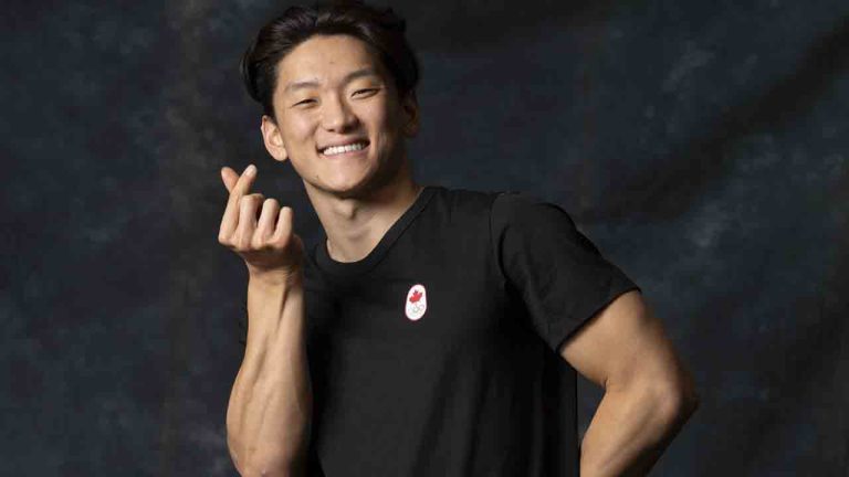 Canadian breaking athlete Philip Kim poses during a media day organized by the Canadian Olympic Committee in Montreal on Thursday, Dec.,14, 2023. (Christinne Muschi/CP)