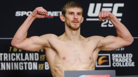 England's-Arnold-Allen-weighs-in-ahead-of-a-UFC-featherweight-bout