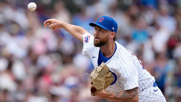 Chicago Cubs relief pitcher Colten Brewer delivers in a baseball game against the New York Mets Saturday, June 22, 2024, in Chicago. (Charles Rex Arbogast/AP)