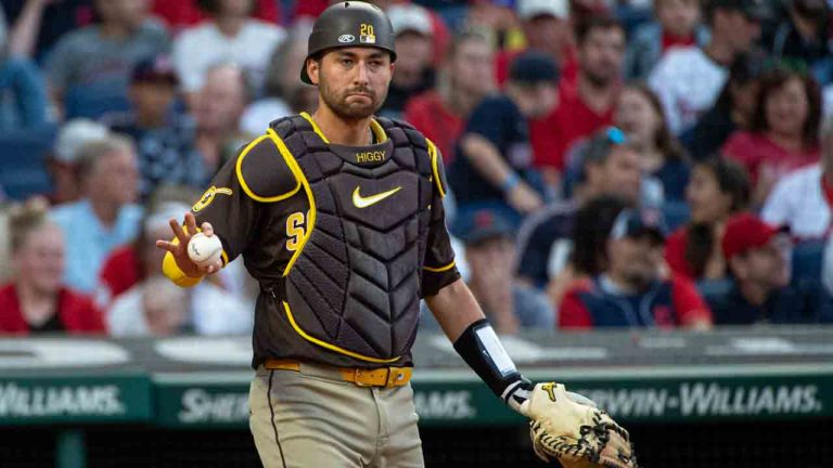 Former San Diego Padres catcher Kyle Higashioka. (Phil Long/AP)