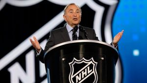 NHL Commissioner Gary Bettman speaks during the NHL draft Friday, June 28, 2024, in Las Vegas. (AP Photo/Steve Marcus)