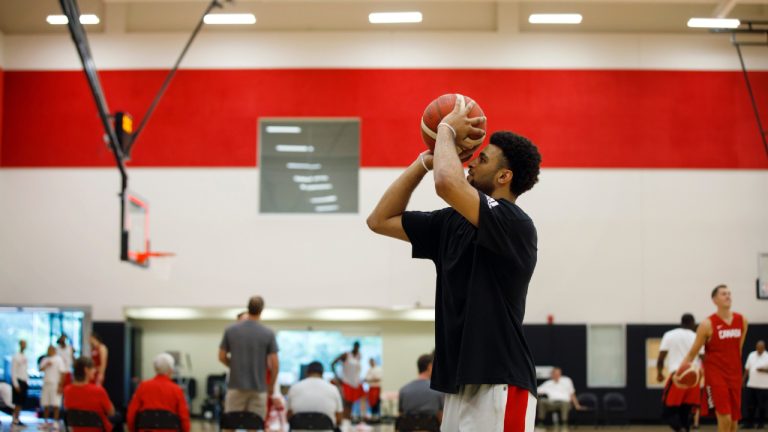 Jamal Murray during a Canadian men's basketball team practice at the OVO Athletic Centre in Toronto, Monday, Aug. 5, 2019. (Cole Burston/CP)