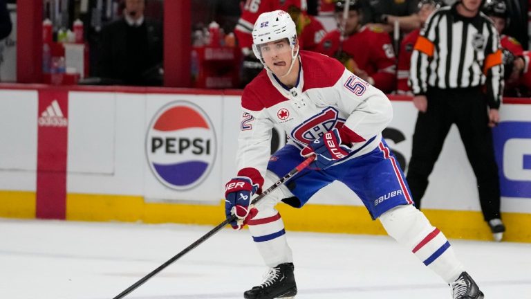 Montreal Canadiens defenceman Justin Barron. (Erin Hooley/AP)