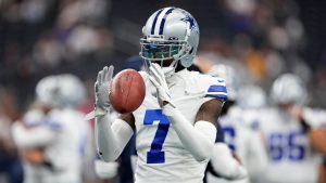 Dallas Cowboys' Trevon Diggs warms up before a preseason NFL football game against the Jacksonville Jaguars. (Tony Gutierrez/AP)