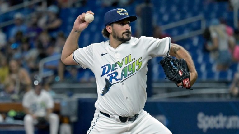 Tampa Bay Rays starter Zach Eflin pitches during a game against the Washington Nationals, June 28, 2024, in St. Petersburg, Fla. (AP Photo/Steve Nesius)