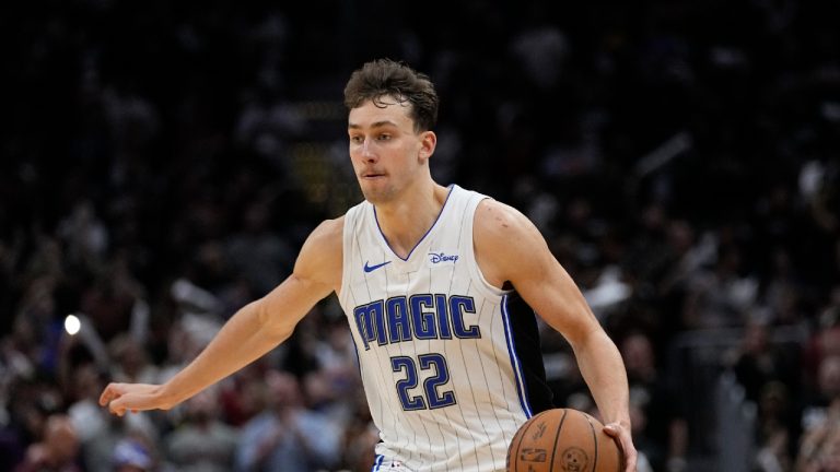 Orlando Magic forward Franz Wagner (22) during Game 7 of an NBA basketball first-round playoff series against the Cleveland Cavaliers, Sunday, May 5, 2024, in Cleveland. (Sue Ogrocki/AP)