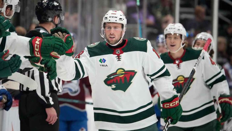 Minnesota Wild center Sammy Walker in the third period of a preseason NHL hockey game. (David Zalubowski/AP)