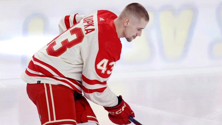 NHL profile photo on Calgary Flames player Adam Klapka, from Czech Republic, at a game against the Edmonton Oilers in Calgary, Alta. on Jan. 20, 2024. (CP/Larry MacDougal)