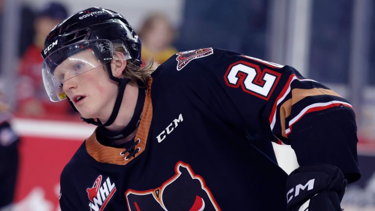 Player profile photo on Calgary Hitmen player Carter Yakemchuk during a WHL (Western Hockey League) hockey game against the Spokane Chiefs in Calgary, Alta., Jan. 12, 2024. THE CANADIAN PRESS IMAGES/Larry MacDougal 