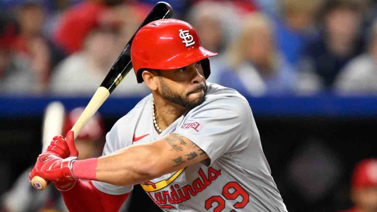 St. Louis Cardinals left fielder Tommy Pham at bat against the Kansas City Royals during the sixth inning of a baseball game, Friday, Aug. 9, 2024, in Kansas City, Mo. (Reed Hoffmann/AP)