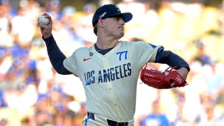 Los Angeles Dodgers' River Ryan delivers to the plate in the first inning against the Pittsburgh Pirates. (Jayne-Kamin-Oncea/AP)