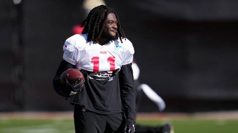 San Francisco 49ers wide receiver Brandon Aiyuk (11). (John Locher/AP)