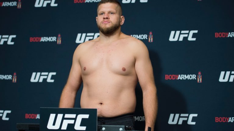 Heavyweight fighter Marcin Tybura is seen during a UFC official weight-in. (Jonathan Hayward/CP)