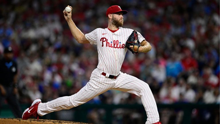 Philadelphia Phillies' Zack Wheeler throws during the third inning of a baseball game against the Atlanta Braves, Saturday, Aug. 31, 2024, in Philadelphia. (Derik Hamilton/AP Photo)