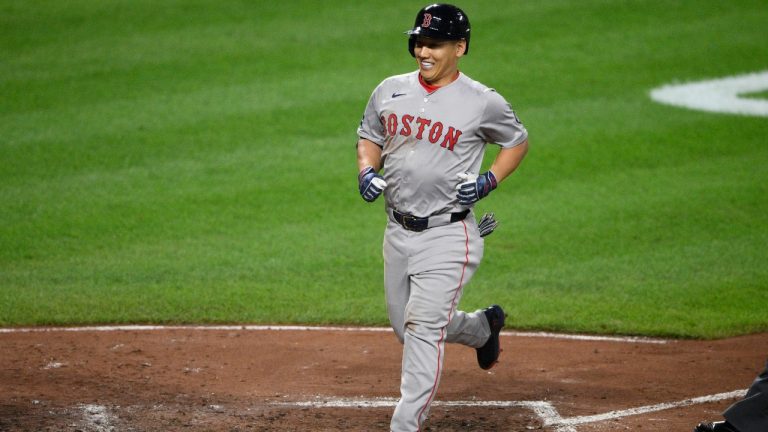 Boston Red Sox's Masataka Yoshida crosses home plate on his three-run home run during the fourth inning of a baseball game against the Baltimore Orioles, Friday, Aug. 16, 2024, in Baltimore. (Nick Wass/AP)