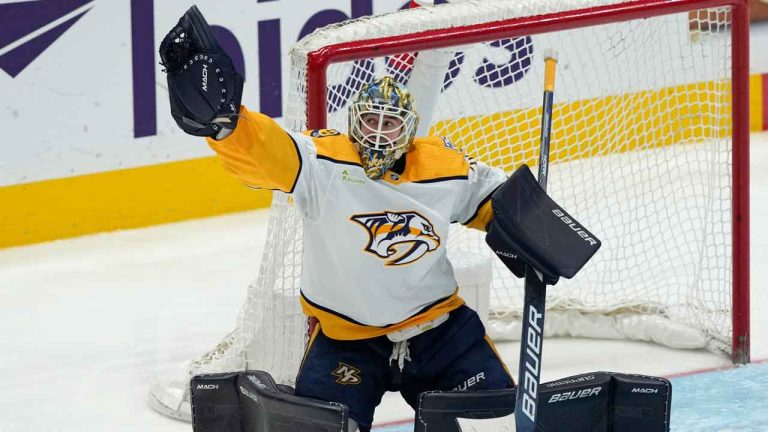 Former Nashville Predators goaltender Yaroslav Askarov. (Susan Walsh/AP)