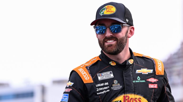 FILE - Driver Austin Dillon smiles prior to a NASCAR Cup Series auto race at Charlotte Motor Speedway, Sunday, May 26, 2024, in Concord, N.C. (Matt Kelley/AP)