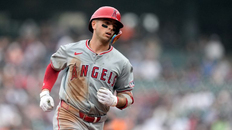 Los Angeles Angels' Zach Neto rounds the bases after a two-run home run during the fifth inning of a baseball game against the Detroit Tigers, Thursday, Aug. 29, 2024, in Detroit. (Carlos Osorio/AP)