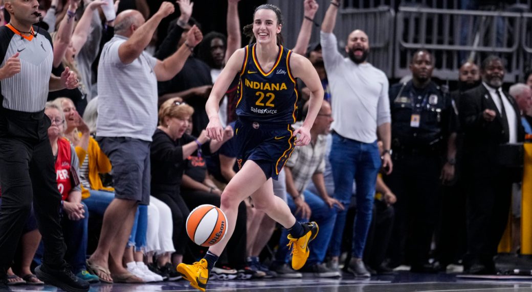 Caitlin Clark makes her 100th three, finishes with triple-double as Fever beat Sparks