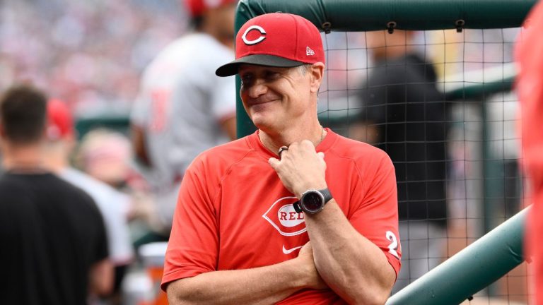 Cincinnati Reds manager David Bell (25) before a baseball game against the Washington Nationals, Saturday, July 20, 2024, in Washington. (Nick Wass/AP Photo)