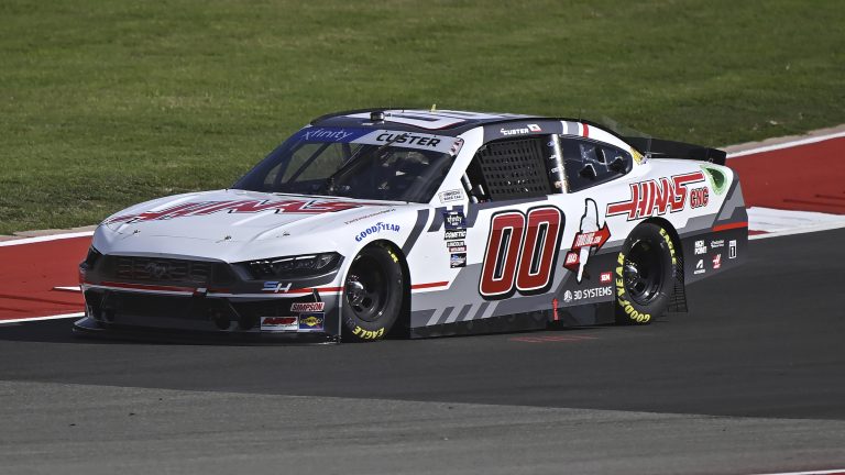 Cole Custer steers through a turn. (AP Photo/Darren Abate)