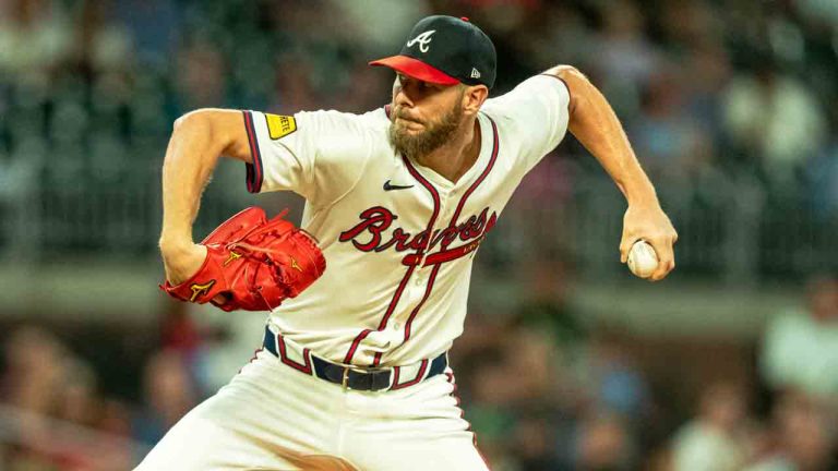 Atlanta Braves pitcher Chris Sale throws in the sixth inning of a baseball game against the Colorado Rockies, Tuesday, Sep. 3, 2024, in Atlanta. (Jason Allen/AP)