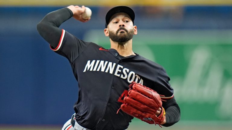 Minnesota Twins starting pitcher Pablo Lopez delivers to the Tampa Bay Rays during the first inning of a baseball game Thursday, Sept. 5, 2024, in St. Petersburg, Fla. (AP/Chris O'Meara) 