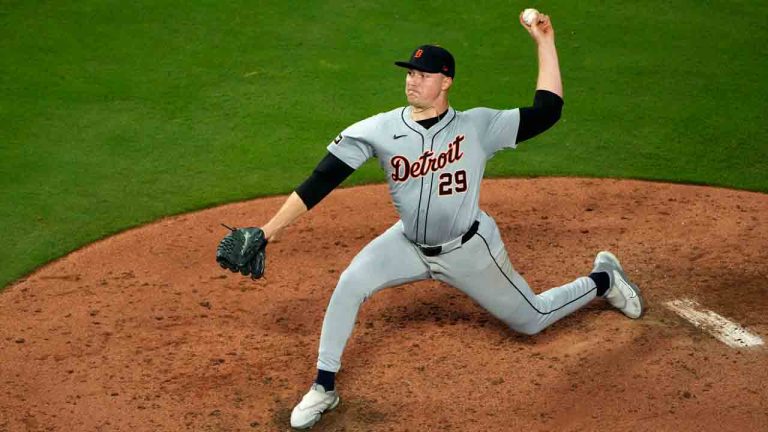 Detroit Tigers starting pitcher Tarik Skubal throws during the fifth inning of a baseball game against the Kansas City Royals Wednesday, Sept. 18, 2024, in Kansas City, Mo. (Charlie Riedel/AP)