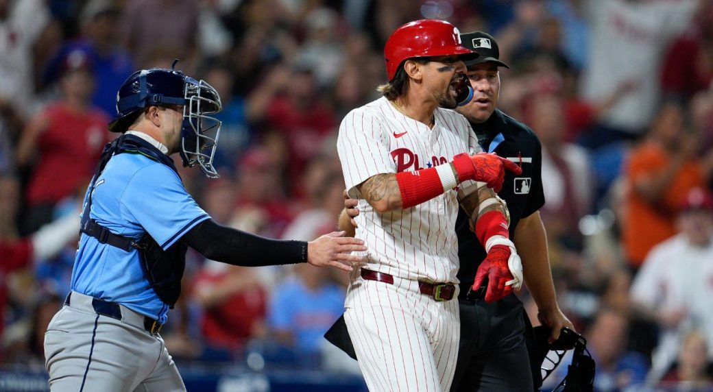 Phillies’ Nick Castellanos tears into Rays’ Edwin Uceta after hit-by-pitch