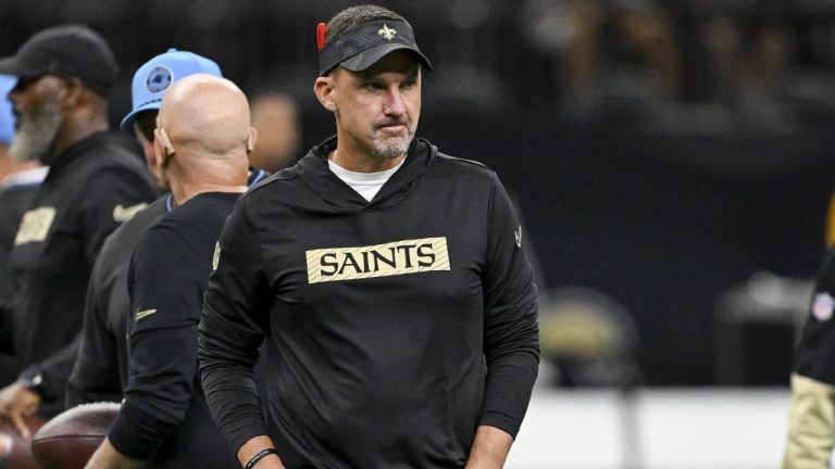 New Orleans Saints head coach Dennis Allen walks across the field before an NFL football game against the Carolina Panthers, Sunday, Sept. 8, 2024, in New Orleans. (Matthew Hinton/AP)