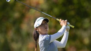 Lydia Ko of New Zealand plays her shot from the fifth tee during the final round of the LPGA Kroger Queen City Championship golf tournament at TPC River's Bend in Maineville, Ohio, Sunday, Sept. 22, 2024. (Carolyn Kaster/AP)
