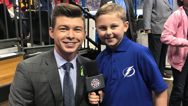 Bukauskas and fellow sports reporter, Wyatt Ross. (Photo courtesy of Kyle Bukauskas)