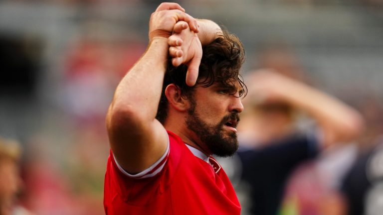 Canada's captain Lucas Rumball (7) reacts after Scotland score a try during the second half of men's rugby action in Ottawa on Saturday, July 6, 2024. (Sean Kilpatrick/CP)