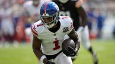 Rookie Nabers catches two TDs as Giants hold off banged-up Browns