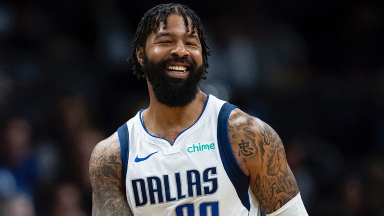 Dallas Mavericks forward Markieff Morris (88) looks on during the second half of an NBA basketball game against the Charlotte Hornets Tuesday, April 9, 2024, in Charlotte, N.C. (Jacob Kupferman/AP)