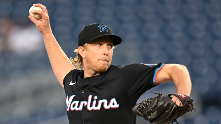 Miami Marlins staring pitcher Darren McCaughan throws during the first inning of a baseball game against the Washington Nationals, Thursday, Sept. 12, 2024, in Washington. (AP/John McDonnell)