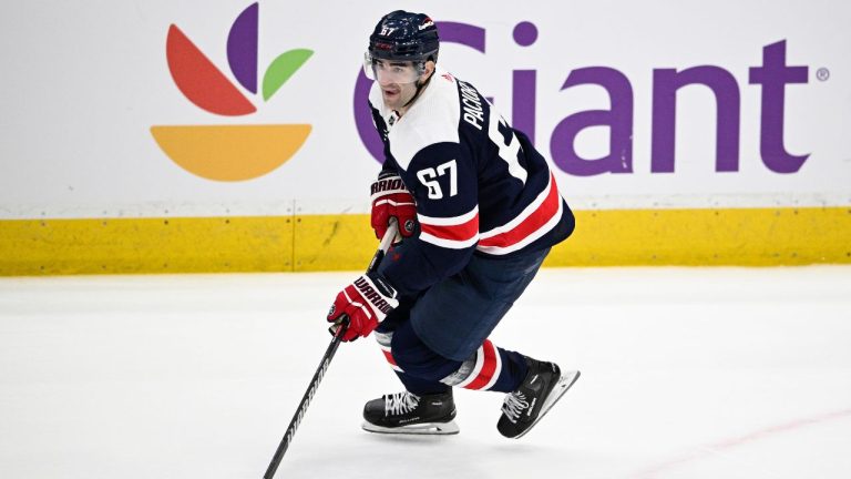 Washington Capitals left wing Max Pacioretty (67) in action during the overtime of an NHL hockey game against the Boston Bruins, Saturday, March 30 2024, in Washington. (Nick Wass/AP Photo)