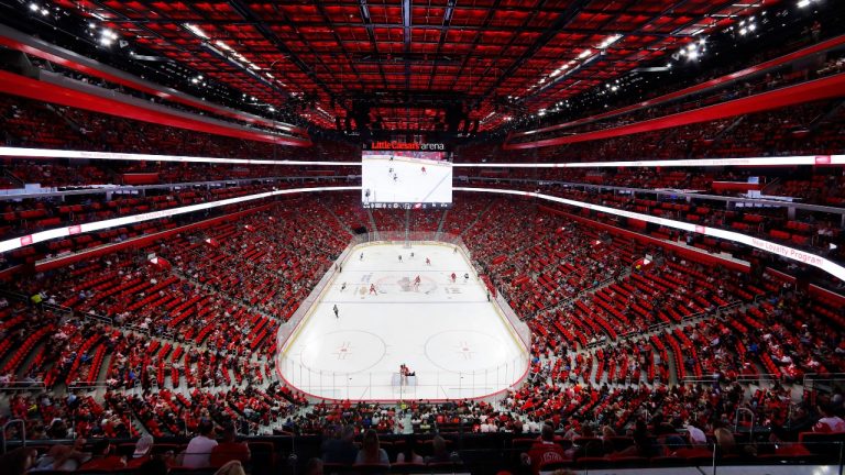 Detroit Red Wings play against the Boston Bruins at Little Caesars Arena in the first period of an NHL preseason hockey game, Saturday, Sept. 23, 2017, in Detroit. (Paul Sancya/AP)