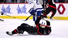 Senators&#8217; Ridly Greig back at practice after exiting vs. Maple Leafs with upper-body injury