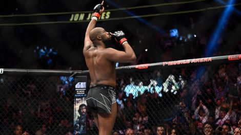 Jon-Jones-reacts-after-his-victory-over-Ciryl-Gane-at-UFC-285